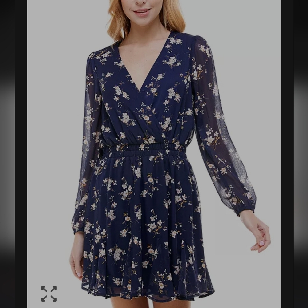 Trixxi Blue Gold Floral Midi Dress Sz XXL